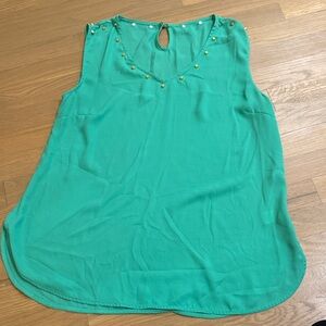 Teal Sleeveless Top with Gold Accents